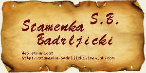 Stamenka Badrljički vizit kartica